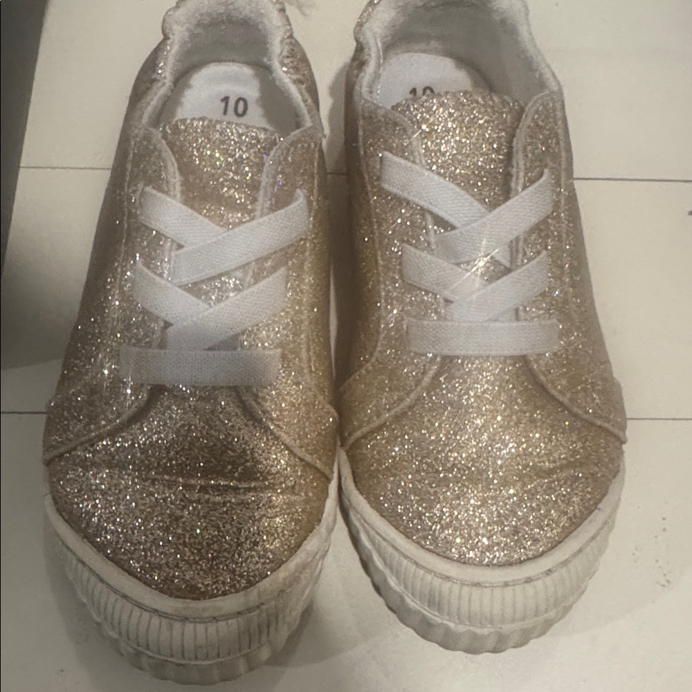 Gold Glitter Sneakers with White Laces